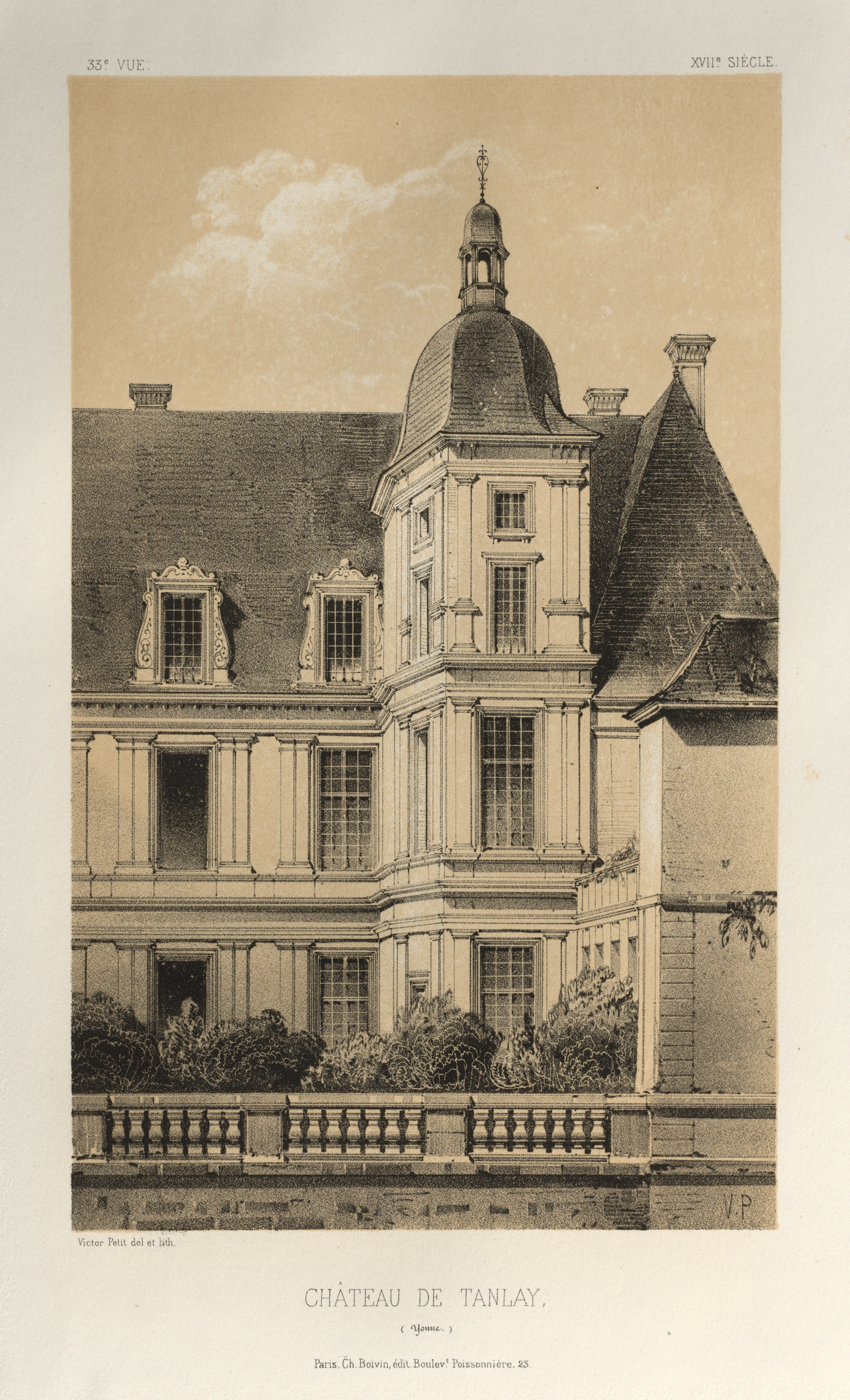 Victor Petit, Architecture Pittoresque ou Monuments des xveme. Et xvieme. Siecles: Chateaux De France des XV et XVI Siecles: Pl. 33, Château De Tanlay (Yonne)
