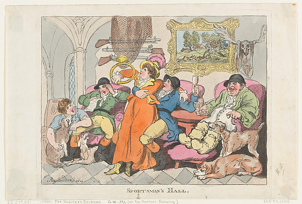 Thomas Rowlandson, Sportsman's Hall, or Fox-Hunters Relaxing