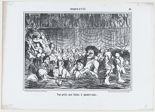 Honoré Daumier, Vue prise aux bains à quatre sous, from Croquis d'Été, published in Le Charivari, June 18, 1858