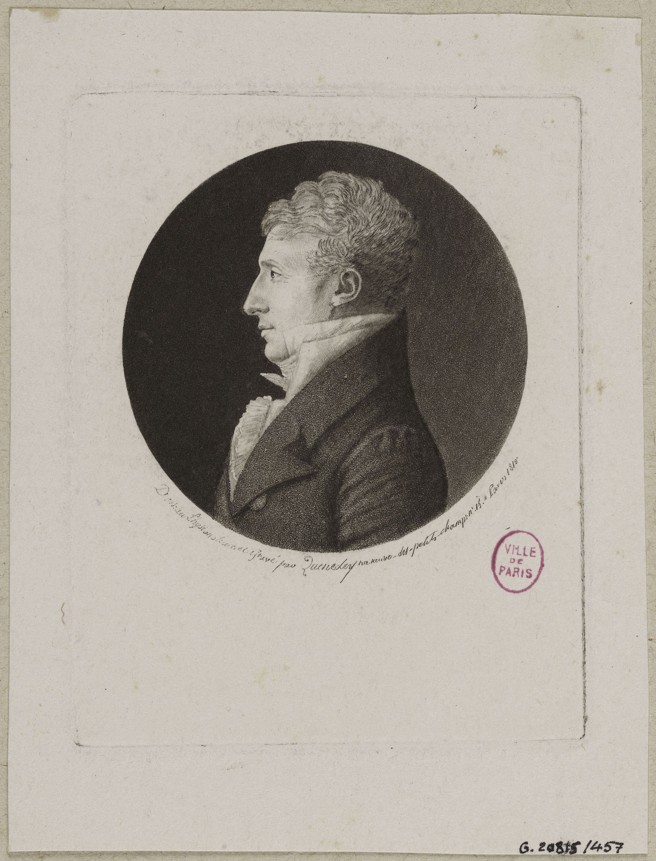 Edmé Quenedey, Portrait d'un homme, fin XVIIIème siècle/début XIXème siècle