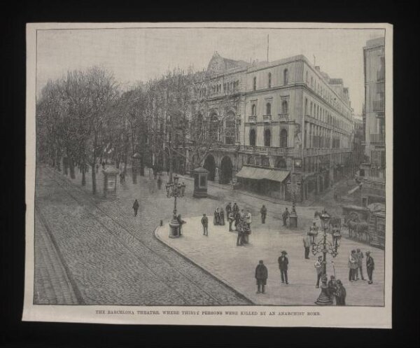 Unknown, The Barcelona Theatre, where thirty persons were killed by an anarchist bomb