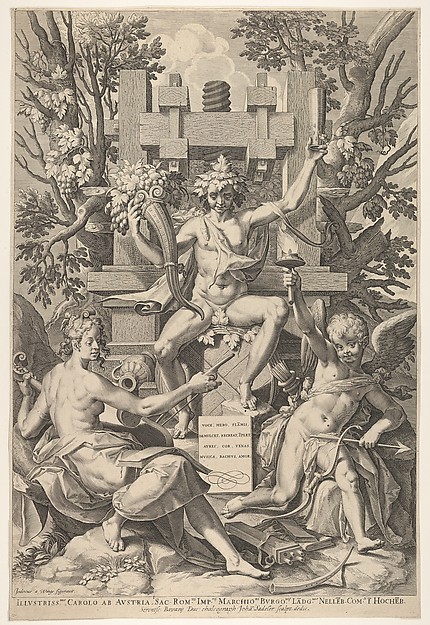 Johann Sadeler I, Bacchus, Music, Amor