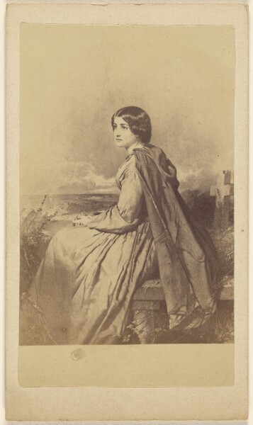 Unknown, [Unidentified painting of a woman seated in a cemetery]
