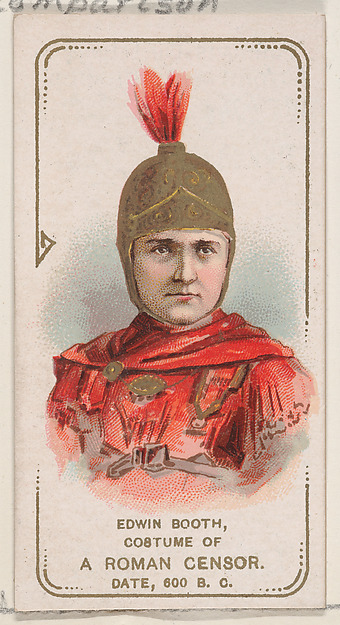 W. Duke, Sons & Co., Edwin Booth in the Costume of a Roman Censor from 600 B.C., from the set Actors and Actresses, First Series (N70) for Duke brand cigarettes
