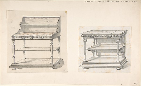Anonymous, French, 19th century, Design for a Neo-Renaissance Buffet Table with a Marble Top