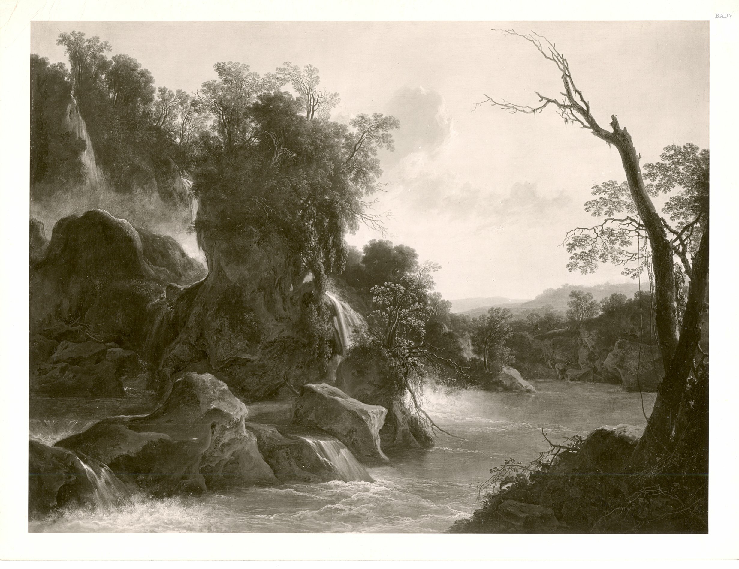 Jan Both, Flusslandschaft mit Felsen und Wasserfall (Schloss Tivoli)