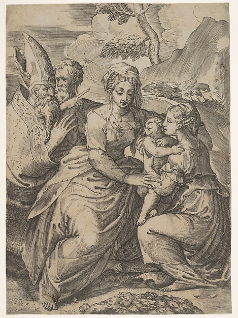 Battista Angolo del Moro, Madonna and Child with Saints (after Parmigianino)