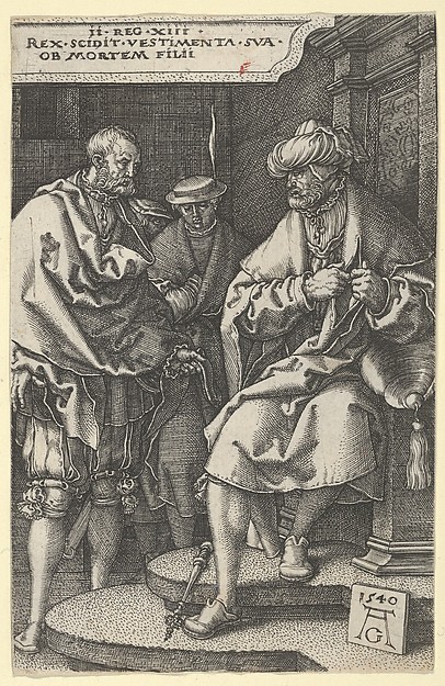 Heinrich Aldegrever, David Tearing His Clothes in Grief, from "The Story of Amnon and Tamar"