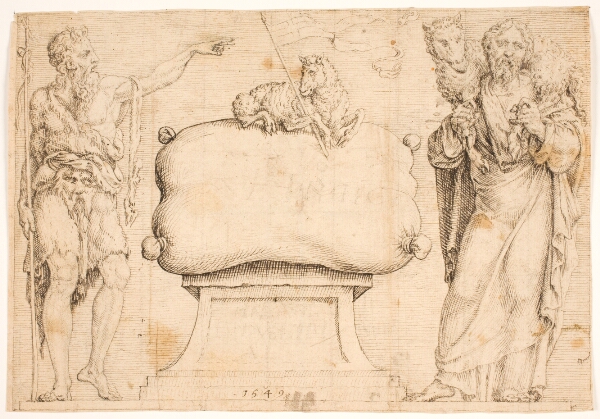 Maarten van Heemskerck, Agnus dei (Johannes Døber t.v. og Kristus som den gode hyrde t.h.)