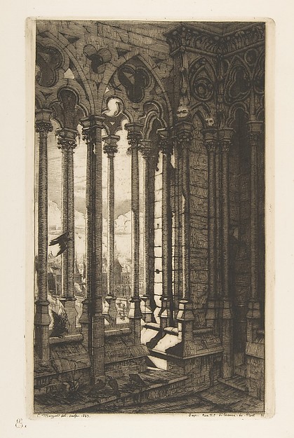 Charles Meryon, The Gallery, Nôtre-Dame Cathedral, Paris, from "Etchings of Paris"