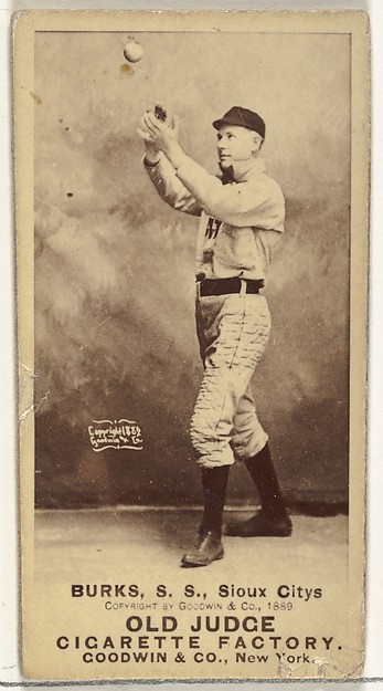 Goodwin & Company, Robert E. Burks, Shortstop, Sioux City Corn Huskers, from the Old Judge series (N172) for Old Judge Cigarettes