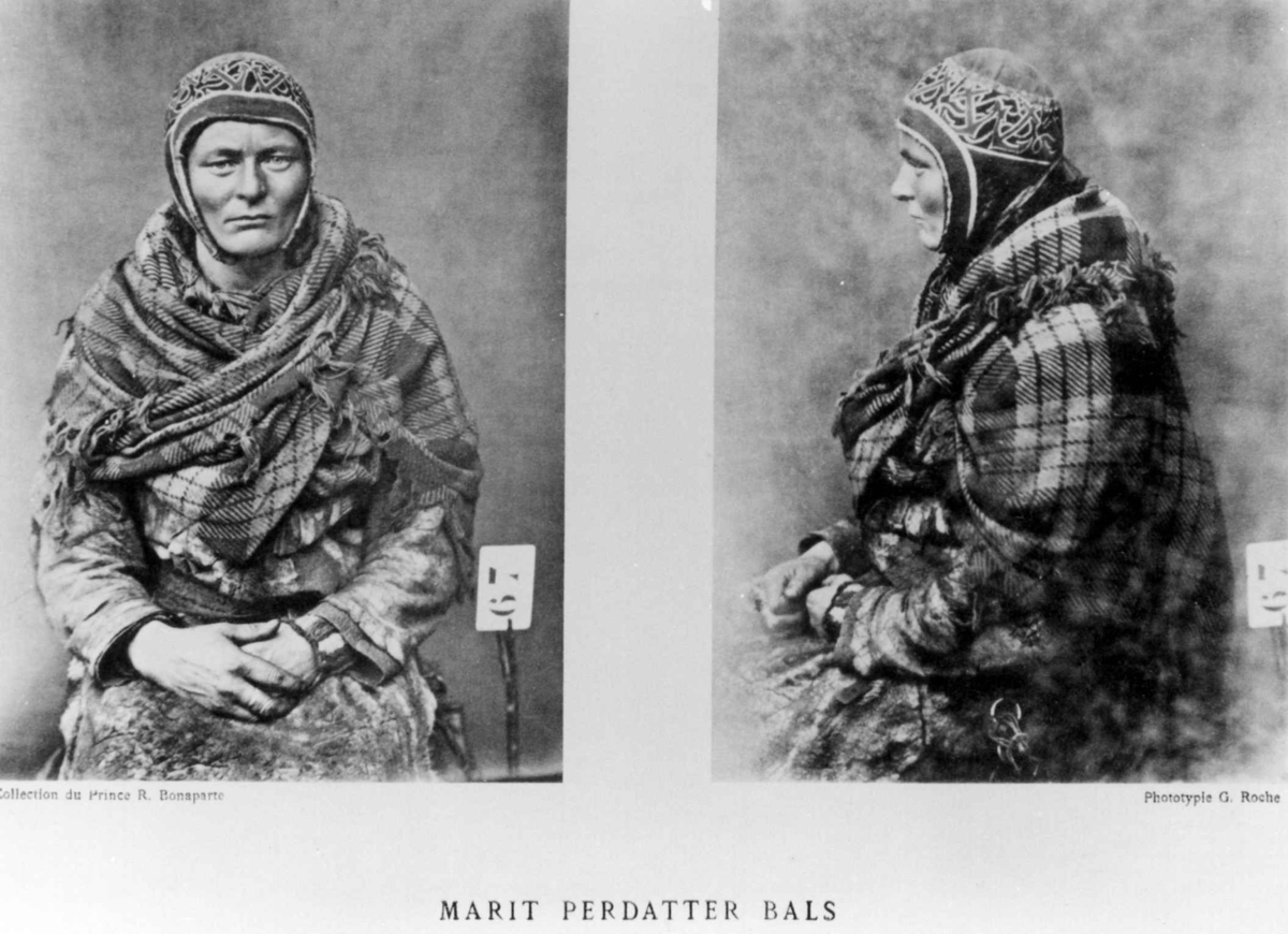 G. Roche, Roland Bonaparte sin samling. Portrett av Marit Persdatter Bals. Inngår i Bonapartes sameportretter som nr. 67. Bonaparte