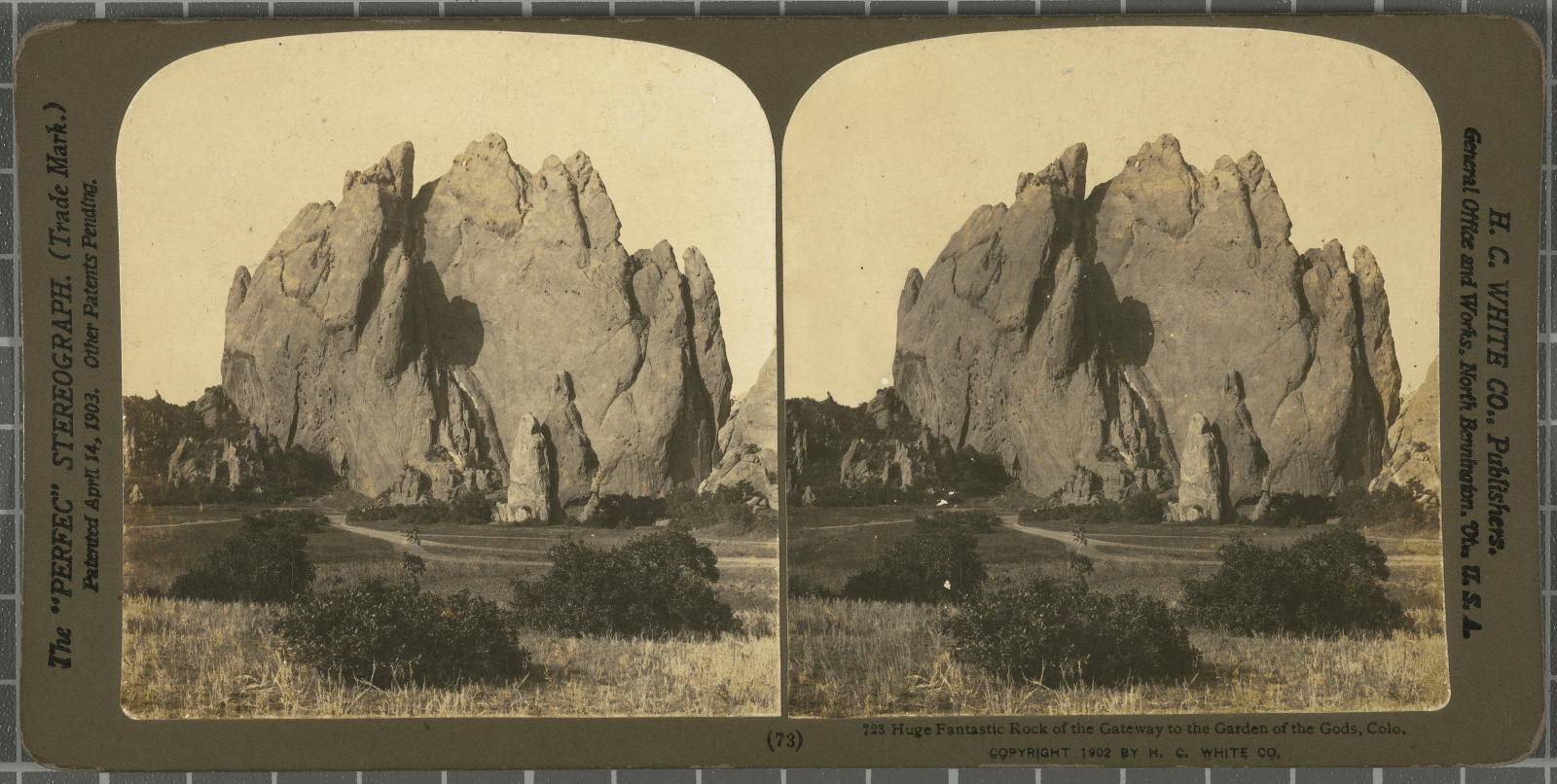 Desconegut, Huge Fantastic Rock of the Gateway to the Garden of the Gods, Colo. White, H.C. & Co., The\ ‘Perfec\’ Stereograph