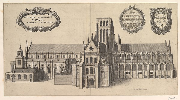 Wenceslaus Hollar, Saint Paul's, South side (Ecclesiae Cathedralis St. Pauli, A Meridi Prospectus), from "The History of St. Paul's Cathedral in London"