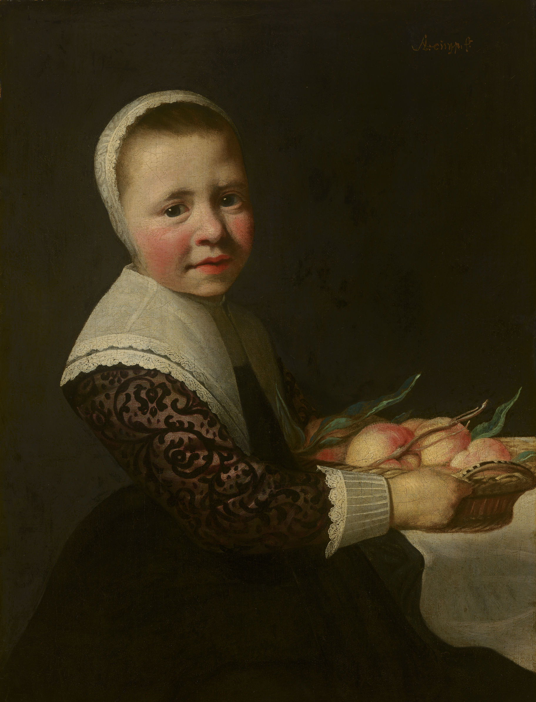 Aelbert Cuyp, Portret van een meisje met perziken