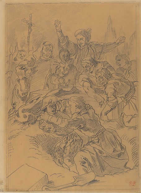Eugène Delacroix, Hamlet and Laertes at the Tomb of Ophelia