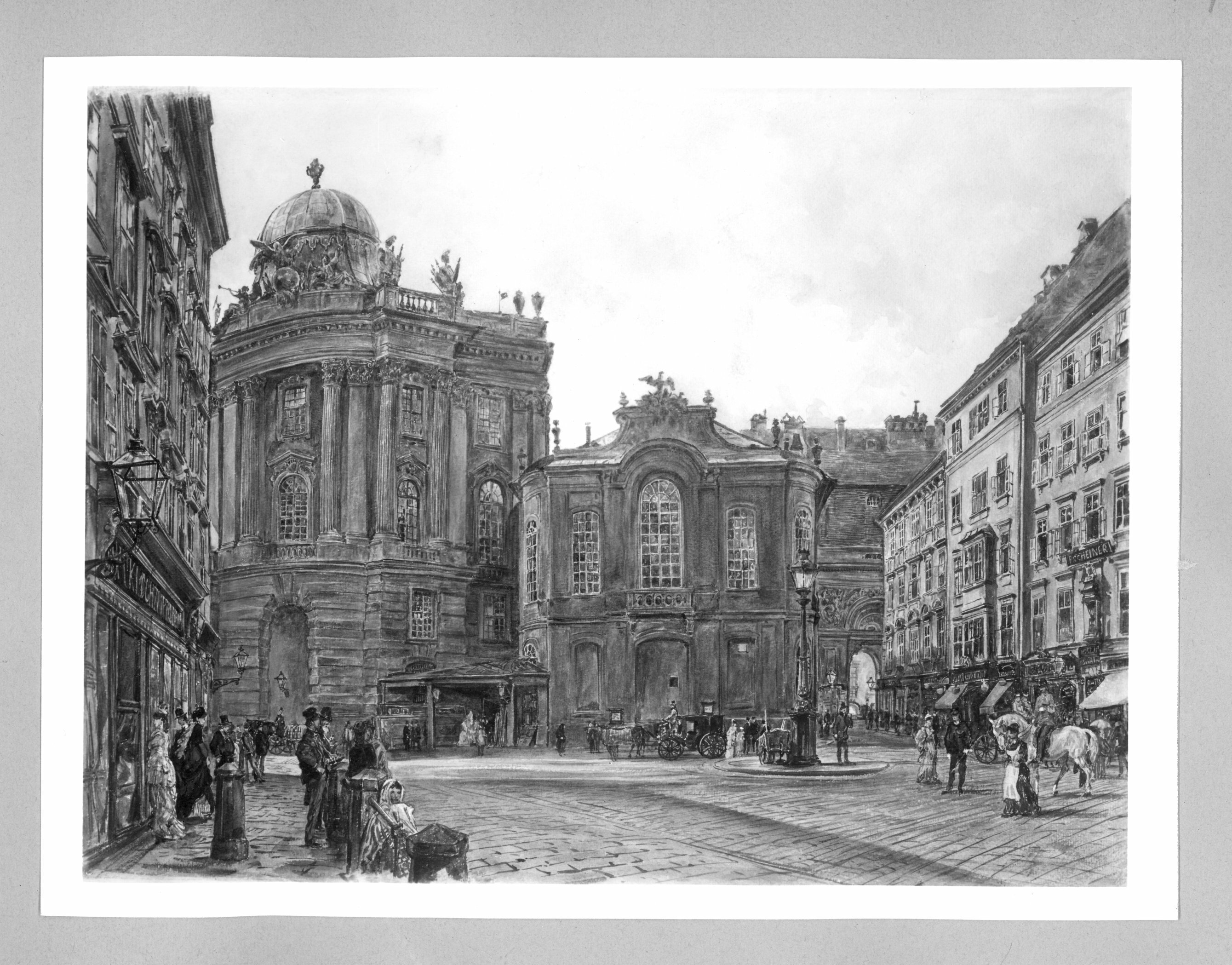 Rudolf von Alt, Michaeler Platz mit altem Burgtheater