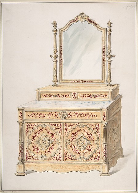 Anonymous, British, 19th century, Design for a Marble-topped Cabinet and Mirror