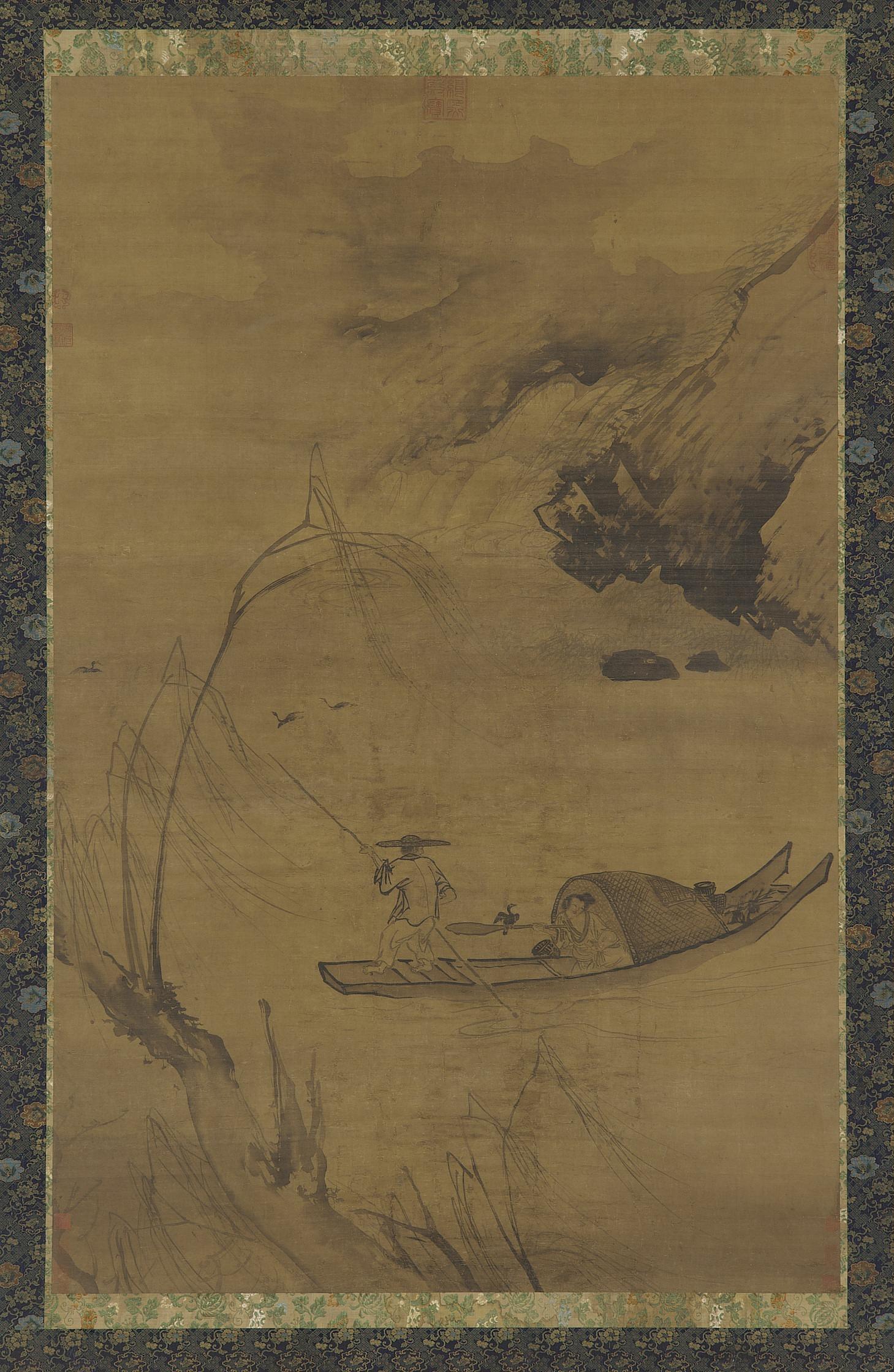 Formerly attributed to Xia Gui, Fishing with cormorants