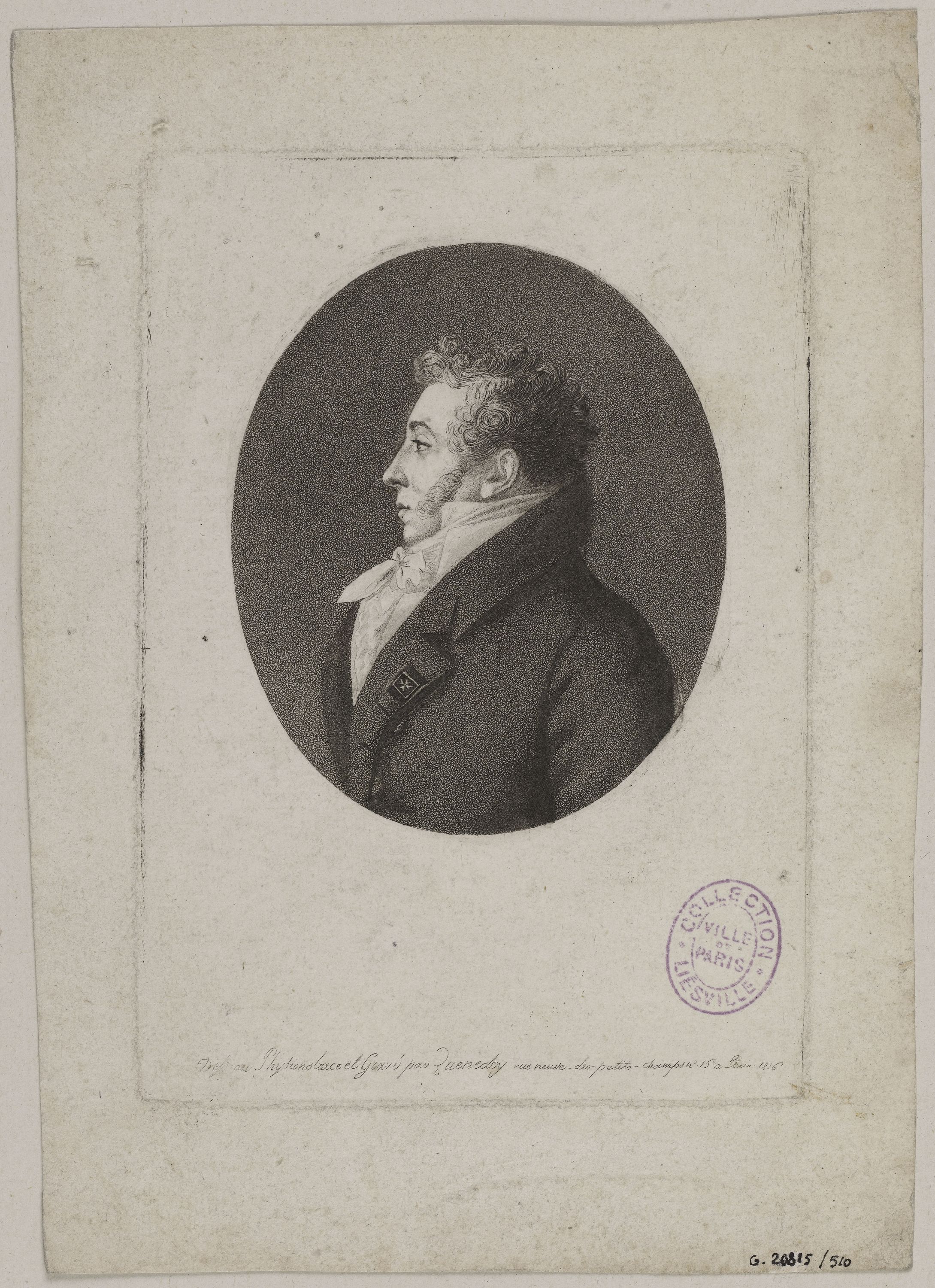 Edmé Quenedey, Portrait d'un homme, fin XVIIIème siècle/début XIXème siècle