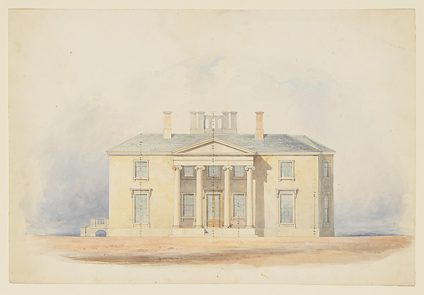 Anonymous, British, 19th century, Design for a Classical Country House, Entrance Elevation