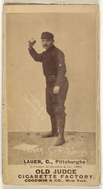 Goodwin & Company, Chuck Lauer, Catcher, Pittsburgh, from the Old Judge series (N172) for Old Judge Cigarettes