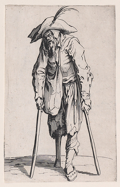 Jacques Callot, Le Mendiant a la Jambe de Bois (The Beggar with a Wooden Leg), from "Les Gueux suite appelée aussi Les Mendiants, Les Baroni, ou Les Barons" (The Beggars, also called the Barons)