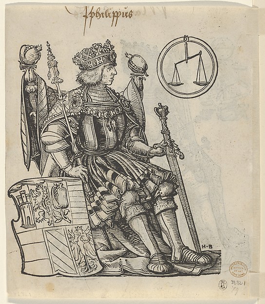 Hans Burgkmair, Verso of a Sheet with Philip the Belle, from "The Genealogy of Emperor Maximilian I"