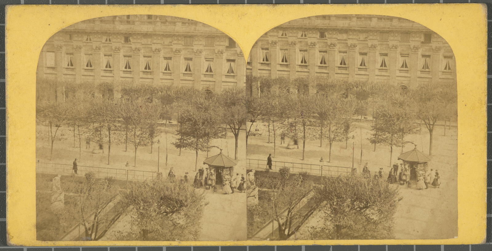 Desconegut, Vue instantanée de Paris. Nº76 La Marchande de Jouets du Jardin Palais Royal. Justification of the title, title inscribed