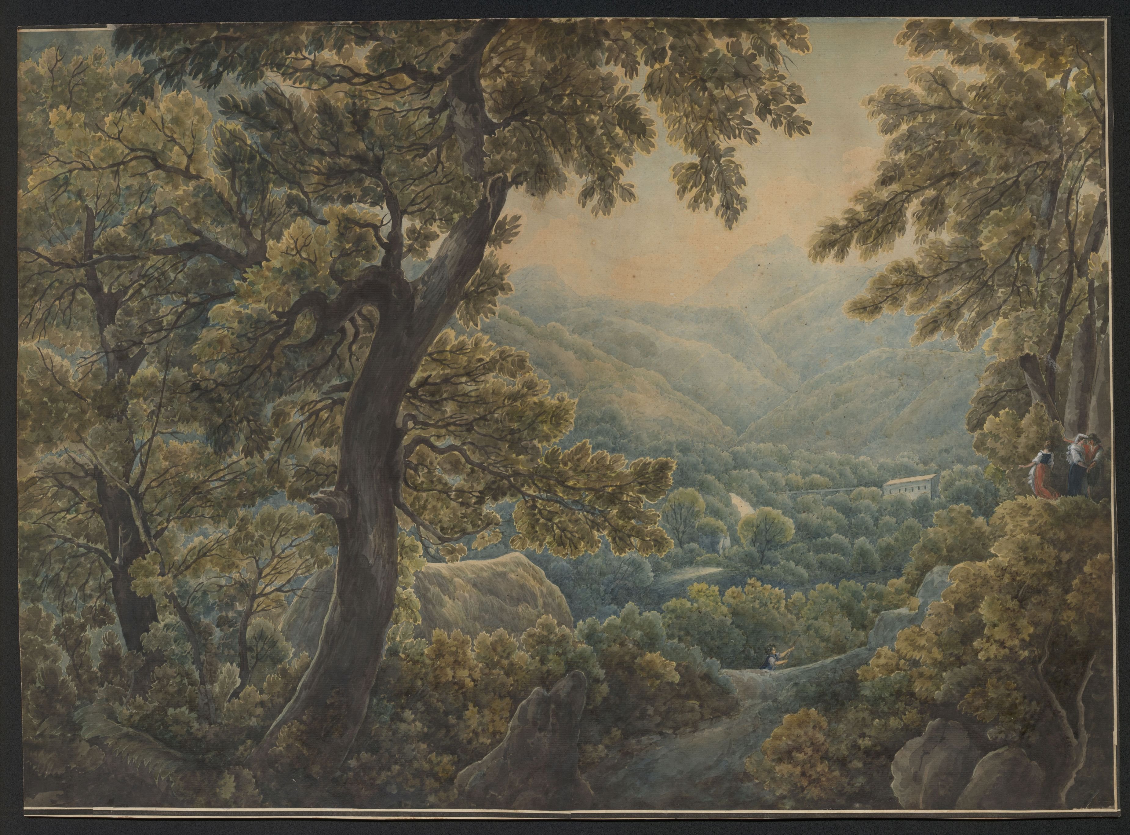 Abraham Louis Rodolphe Ducros, Italienische Landschaft (Villa des Horaz)