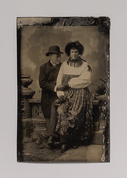 Unknown, [Two Men, One Dressed in Women's Attire, Holding Hands]