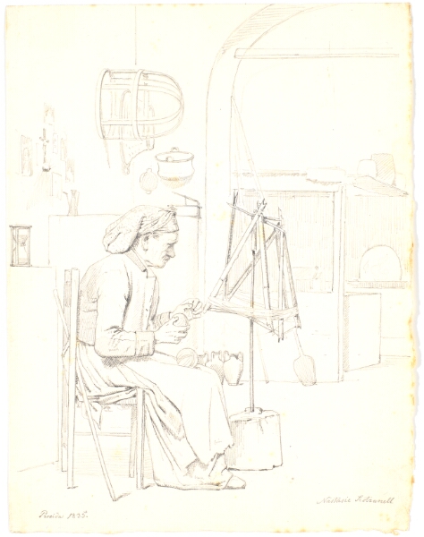 Martinus Rørbye, Gammel kone, der vinder garn