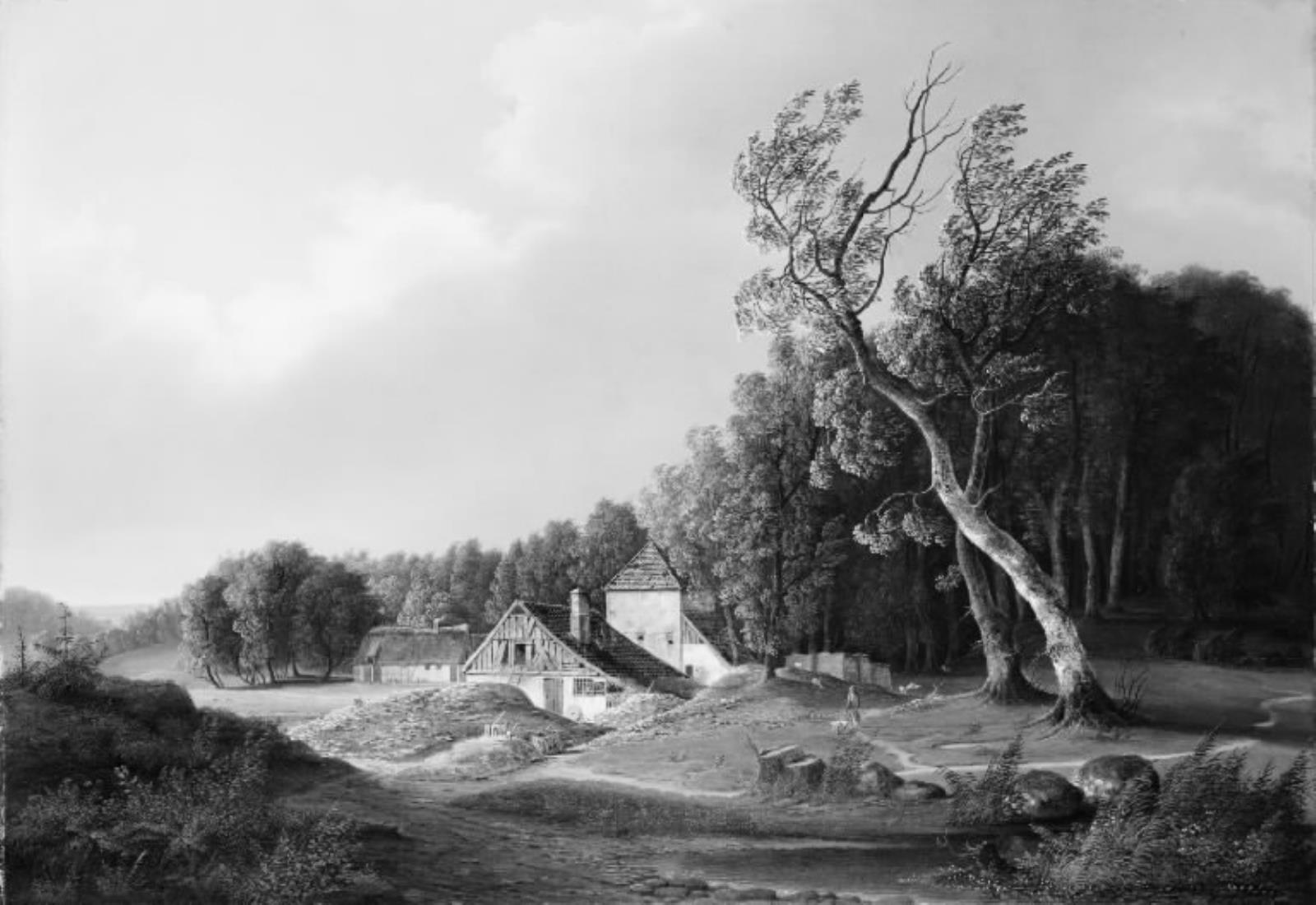 F.M.E. Fabritius de Tengnagel, Udsigt mod et kalk- og teglbrænderi på en stormfuld dag