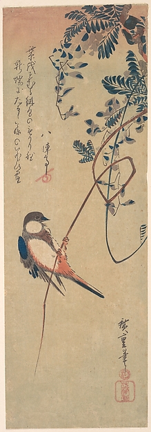 Utagawa Hiroshige, Bird and Wisteria