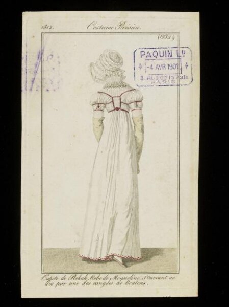 Unknown, Capote de Perkale. Robe de Mousseline S'Ouvrant au dos par une des rangées de Boutons