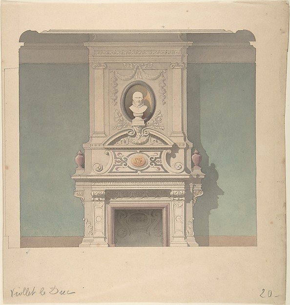 Anonymous, French, 19th century, Design for Fireplace in French Renaissance Revival Style