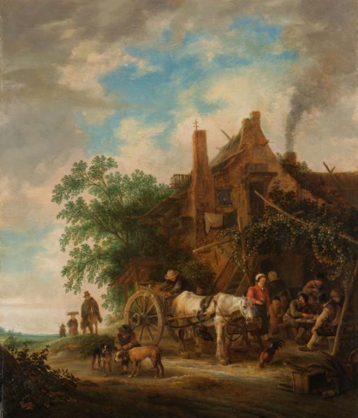 Isaac van Ostade, Country inn with horse and wagon