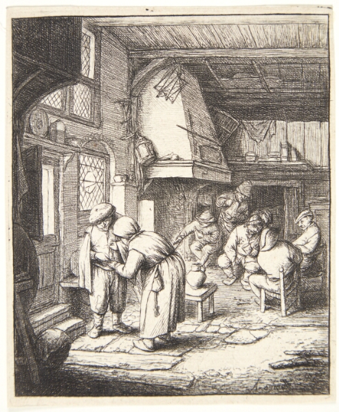 Adriaen van Ostade, Krostue med bonde, der betaler sin regning