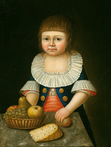 American 18th Century, Boy with a Basket of Fruit