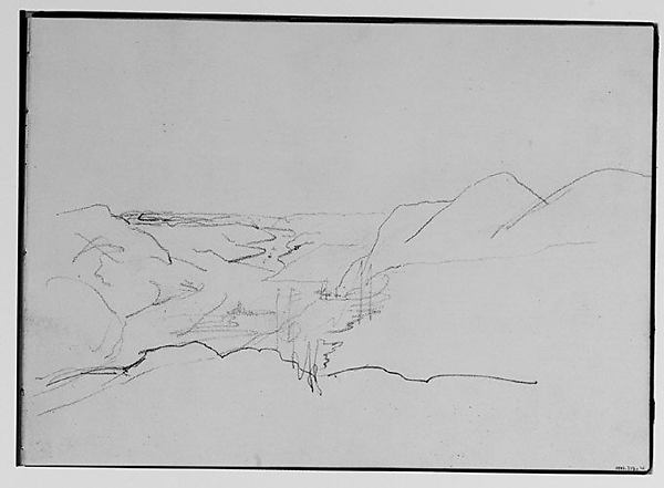 Thomas Hewes Hinckley, Outline of a Mountain and River View (from Sketchbook)