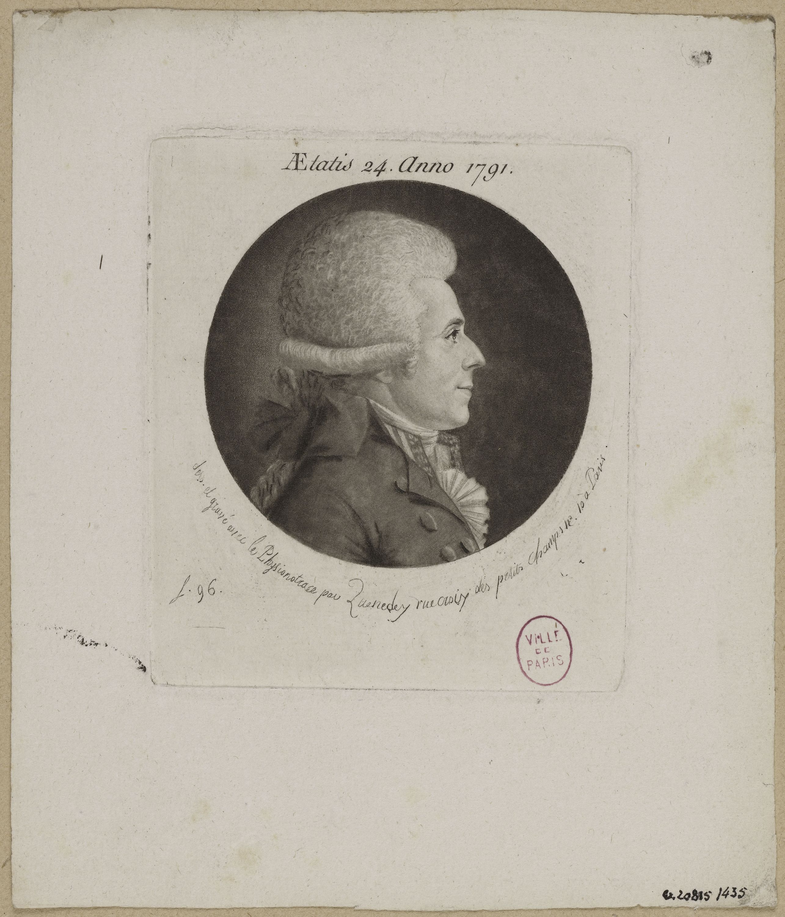 Edmé Quenedey, Portrait d'un homme, fin XVIIIème siècle/début XIXème siècle