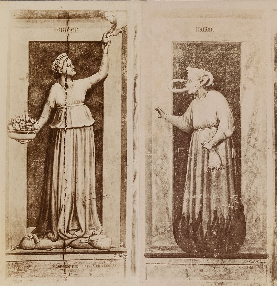 Carlo Naya, Padua - Arenakapelle: Tugenden und Laster, Iustitia und Iniustitia von Giotto