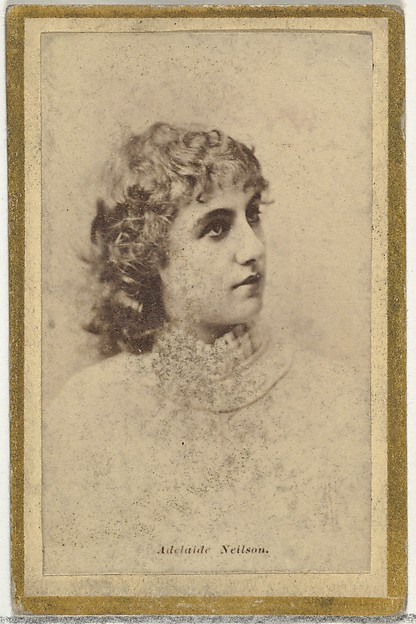 Allen & Ginter, Adelaide Neilson, from the Actresses and Celebrities series (N60, Type 2) promoting Little Beauties Cigarettes for Allen & Ginter brand tobacco products