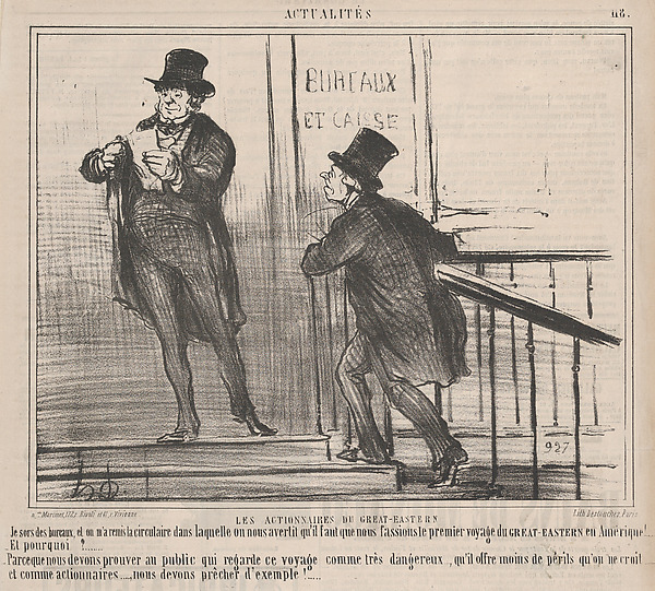Honoré Daumier, LES ACTIONNAIRES DU GREAT-EASTERN...., from En Italie, published in Le Charivari, November 21, 1859