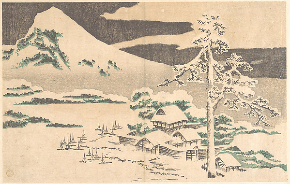 Katsushika Hokusai, Seaside Village in Winter, from Hokusai’s Album of Realistic Pictures (Hokusai shashin gafu)