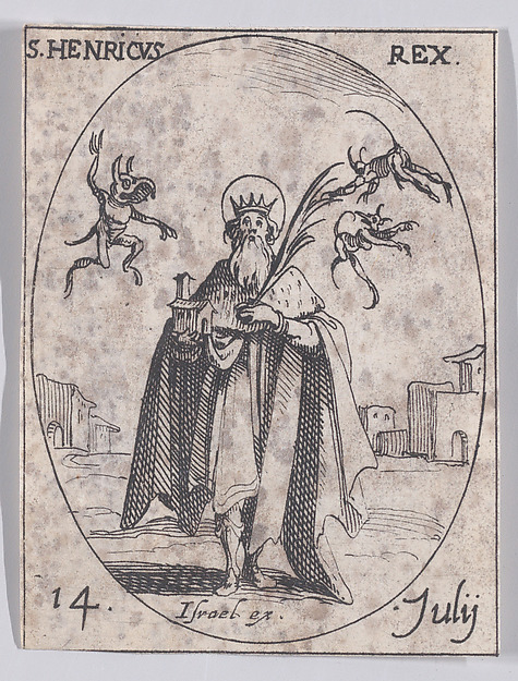 Jacques Callot, S. Henri, roi (St. Henry, King), July 14th, from "Les Images De Tous Les Saincts et Saintes de L'Année" (Images of All of the Saints and Feast Days of the Year)