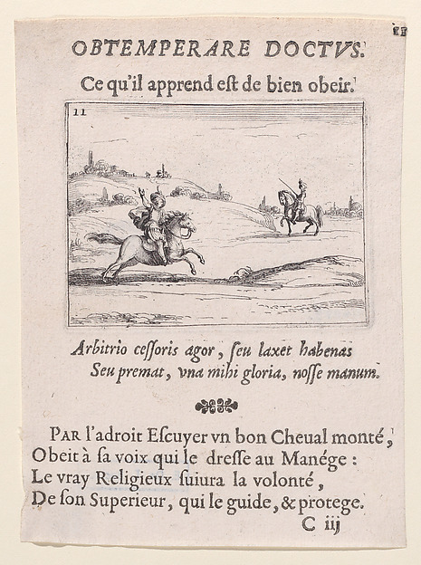 Jacques Callot, Deux Écuyers (Two Squires), plate 11 from "Lux Claustri ou La Lumière du Cloitre" (The Light of the Cloisters)