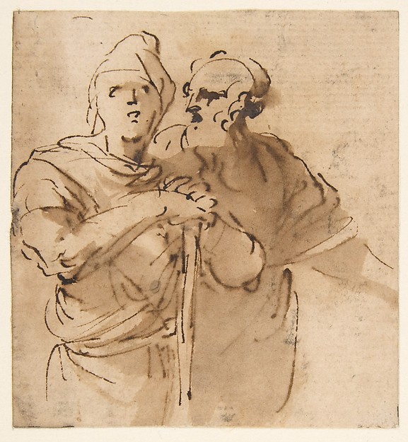 Salvator Rosa, Two Men Seen Three- Quarter Length
