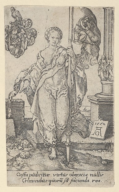 Heinrich Aldegrever, Chastity, from "The Virtues"