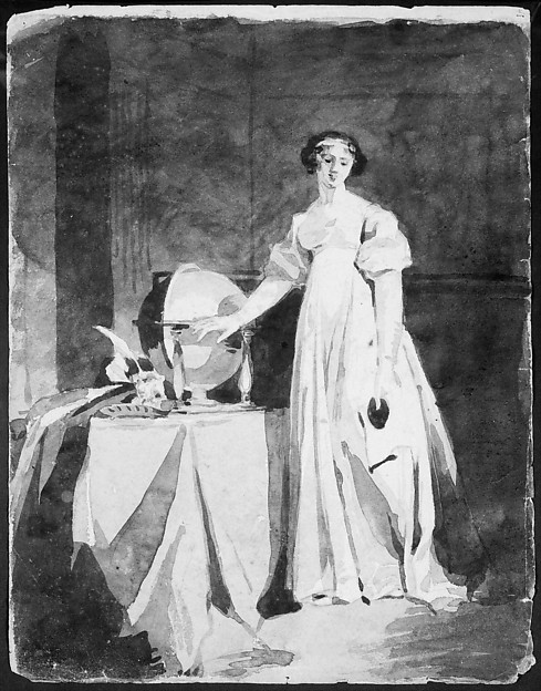 Thomas Sully, Standing Portrait of a Lady with a Globe (from Sketchbook)